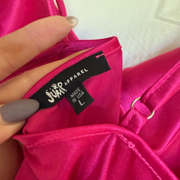 2 for $15 sale: NWT Jump apparel magenta pink satin cowl neck slip dress - L - Picture 7 of 7